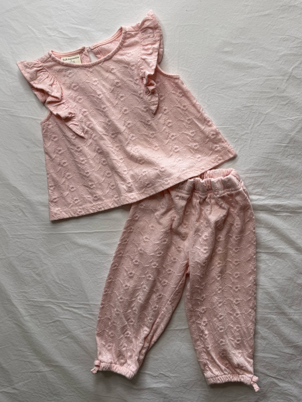 First Impressions - Pink Eyelet Sleeveless Matching Pants Set